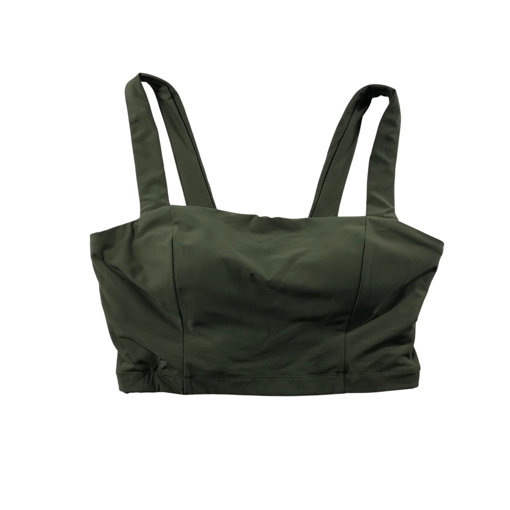 CALIA Olive Green Square Neck Sports Bra Crop Top Wide Strap Large RN104141